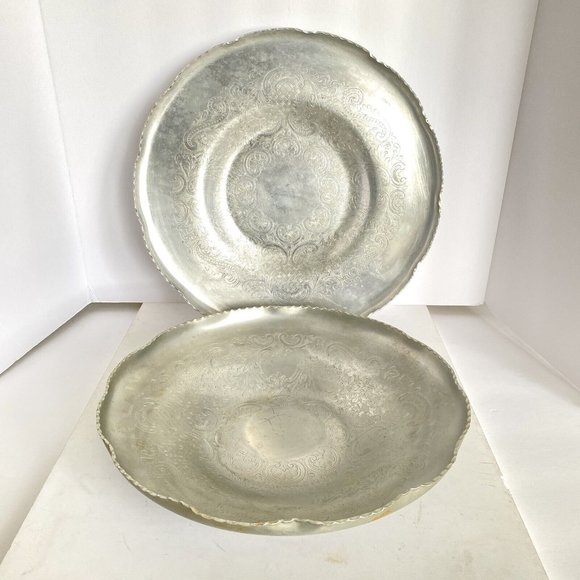 Vintage Wilson Specialties Aluminum Bowl & Tray Set Hand Wrought Made in NY USA